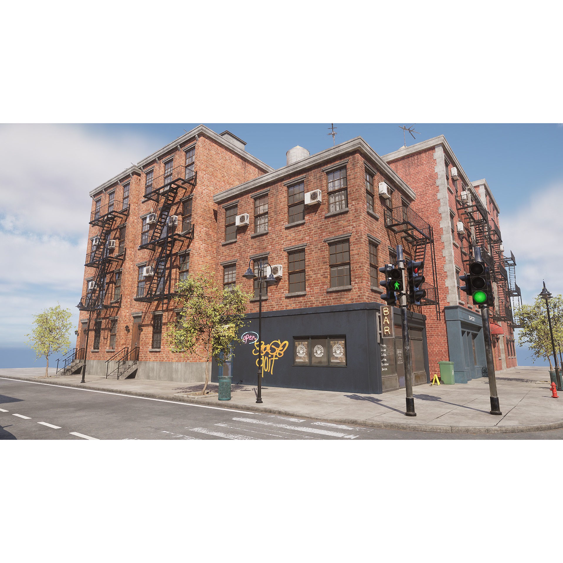 New York Street - Modular Game-Ready 3D Model - View 20