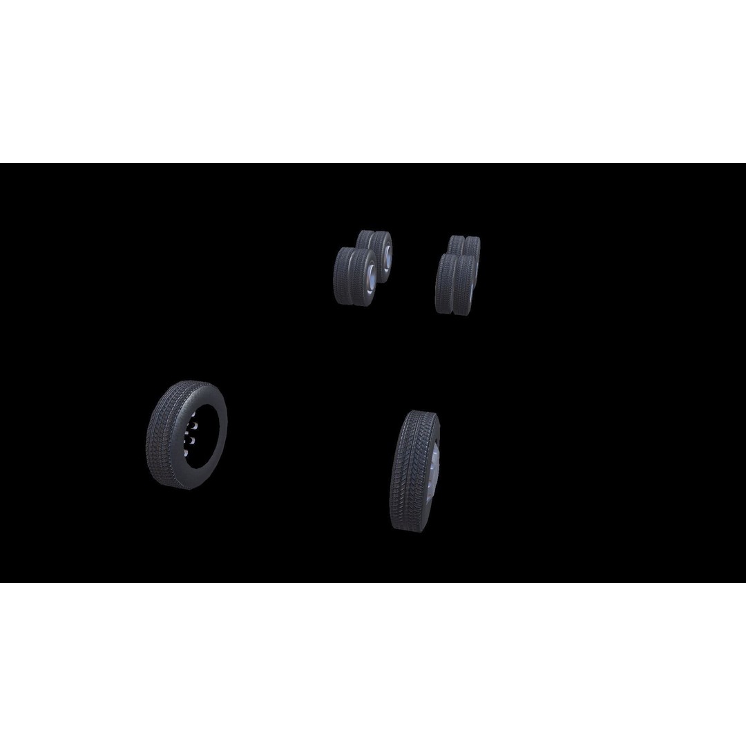 Truck Tyre 3D Model – Low Poly Vehicle Asset, FBX, Game Ready - View 10