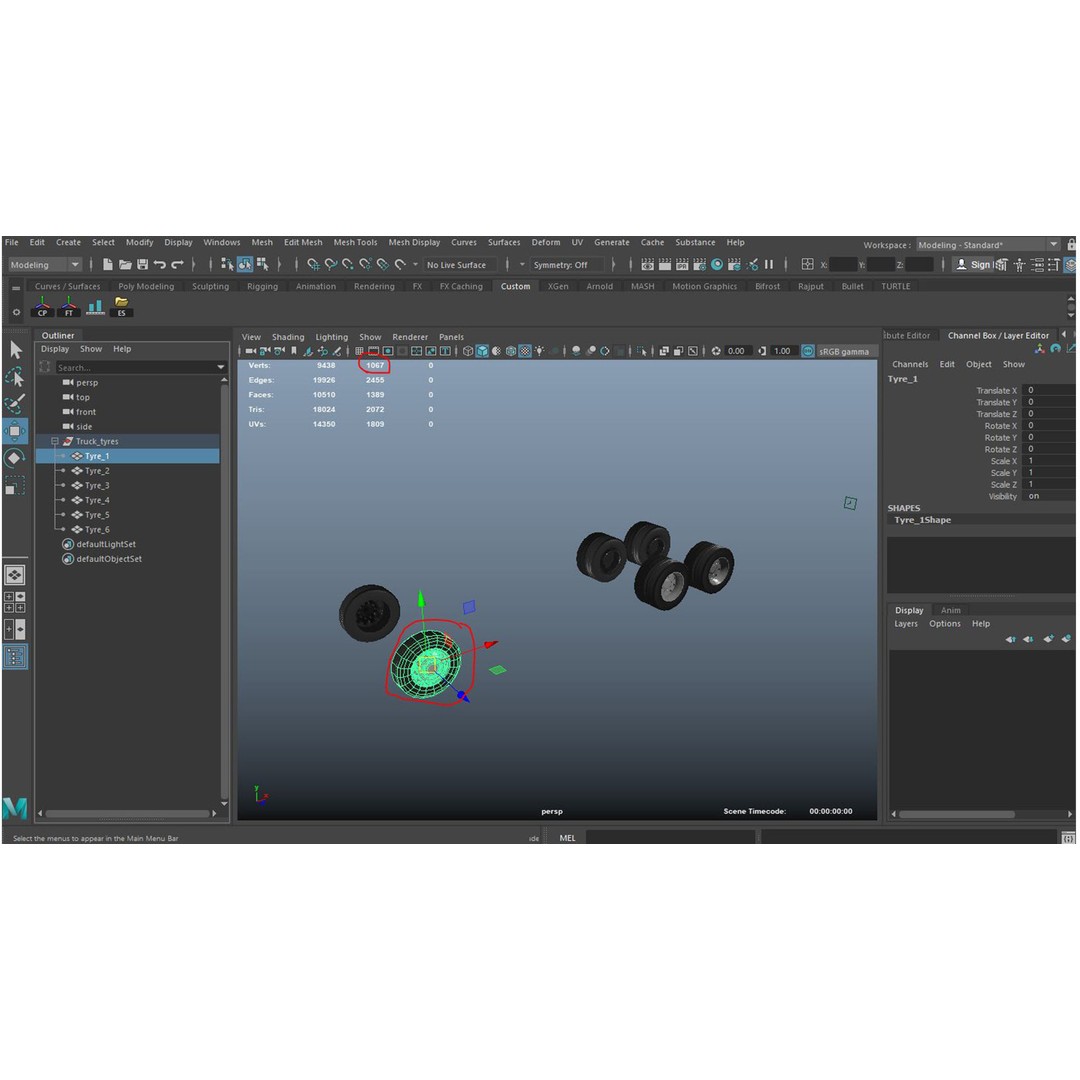 Truck Tyre 3D Model – Low Poly Vehicle Asset, FBX, Game Ready - View 13