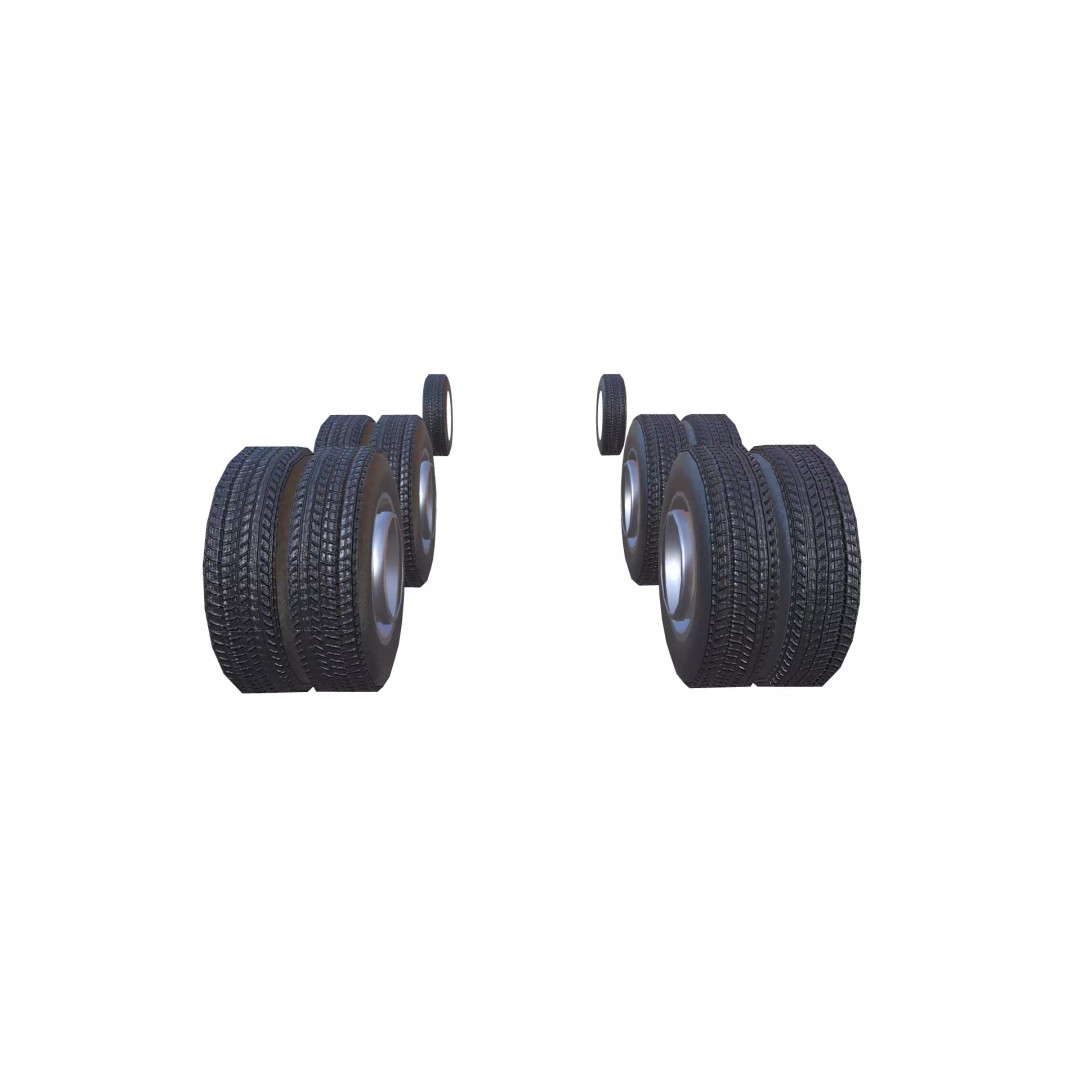 Truck Tyre 3D Model – Low Poly Vehicle Asset, FBX, Game Ready - View 2