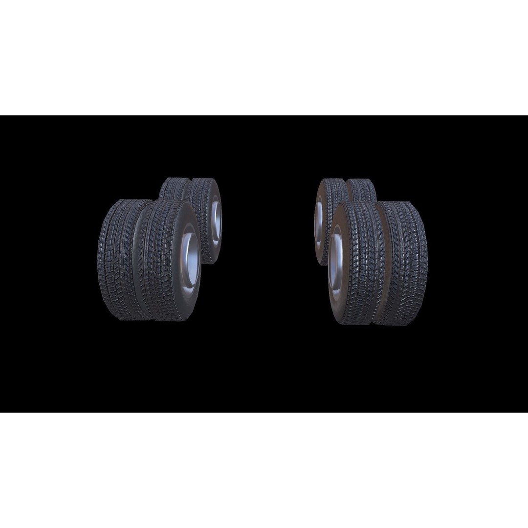 Truck Tyre 3D Model – Low Poly Vehicle Asset, FBX, Game Ready - View 3