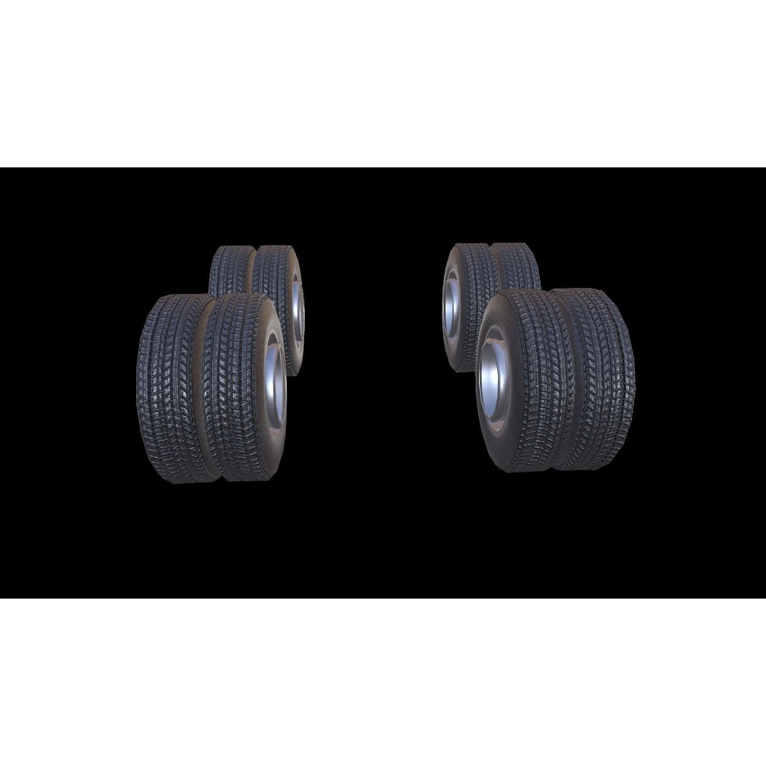 Truck Tyre 3D Model – Low Poly Vehicle Asset, FBX, Game Ready - View 4