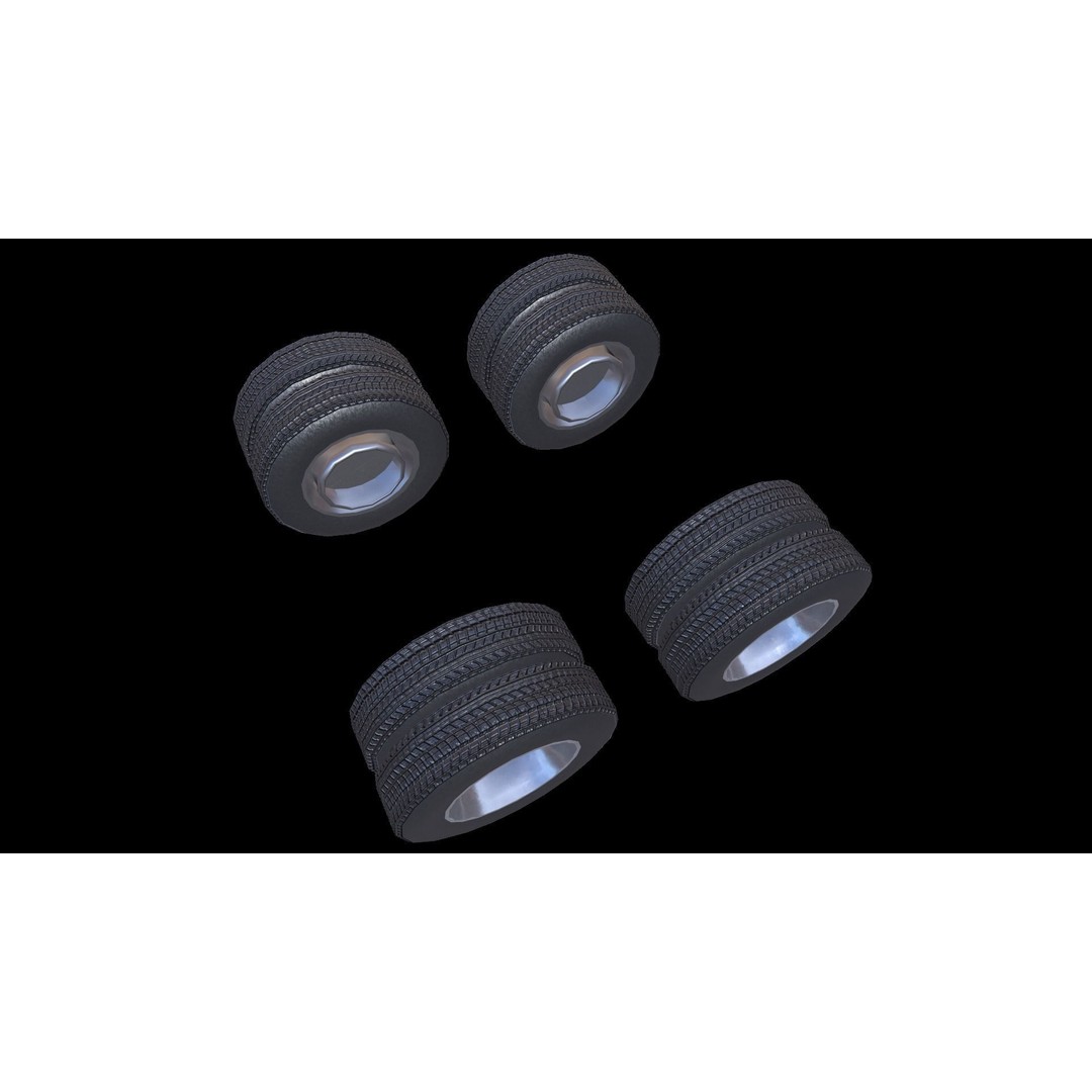 Truck Tyre 3D Model – Low Poly Vehicle Asset, FBX, Game Ready - View 5