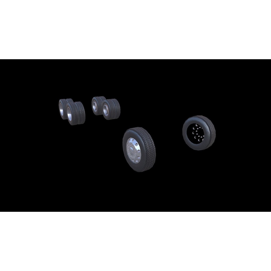 Truck Tyre 3D Model – Low Poly Vehicle Asset, FBX, Game Ready - View 7