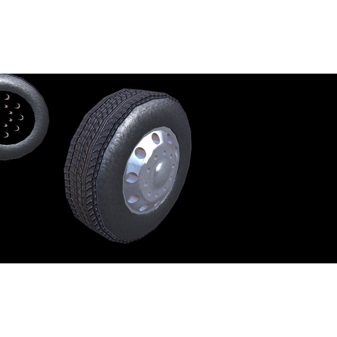 Truck Tyre 3D Model – Low Poly Vehicle Asset, FBX, Game Ready - View 9