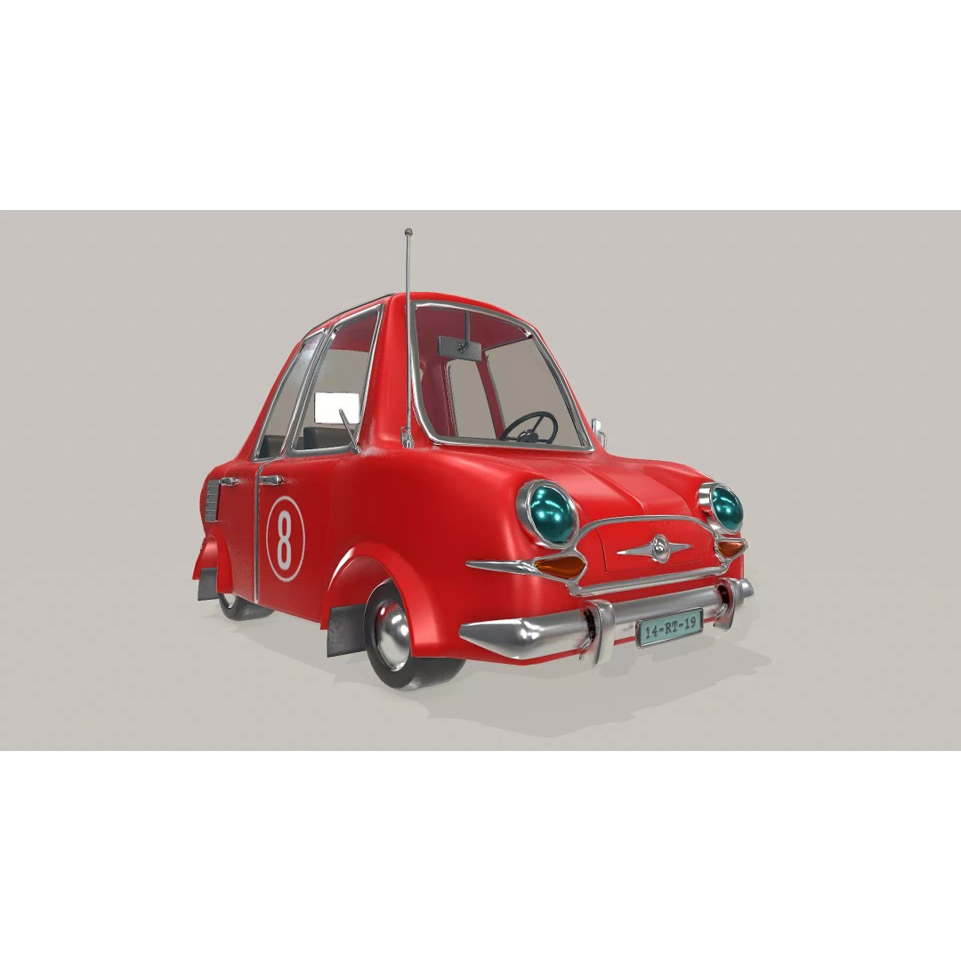 Cartoon Car 3D Model – Fun Racing Style, Game-Ready Formats - View 2