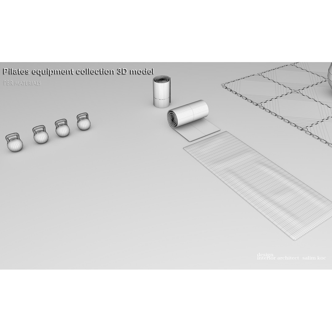 Pilates Equipment Collection 3D Model – PBR Textured Gym Set, FBX - View 10