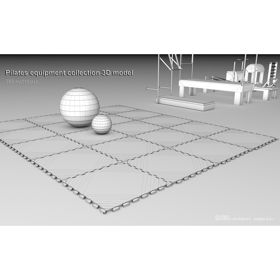 Pilates Equipment Collection 3D Model – PBR Textured Gym Set, FBX - View 11