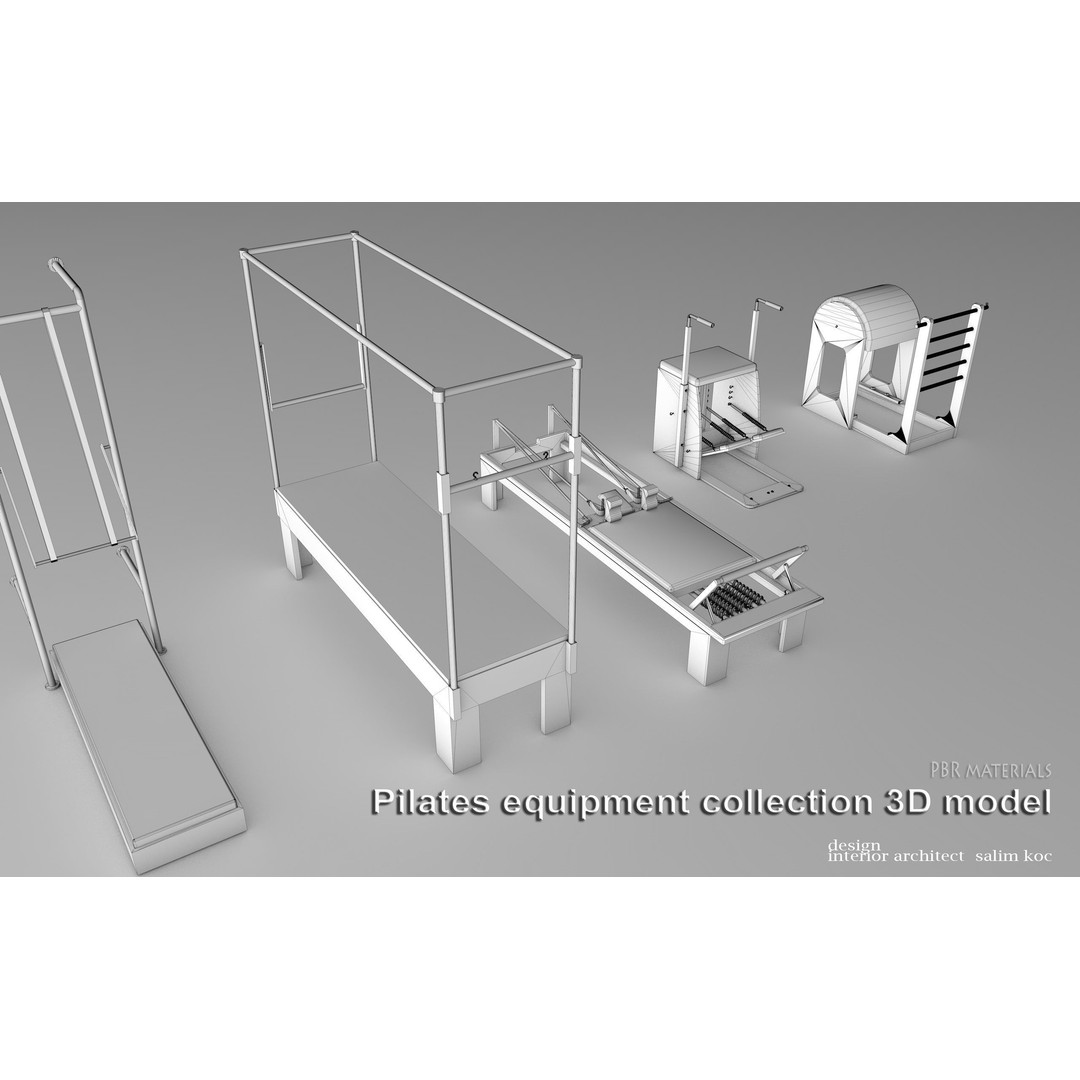 Pilates Equipment Collection 3D Model – PBR Textured Gym Set, FBX - View 12