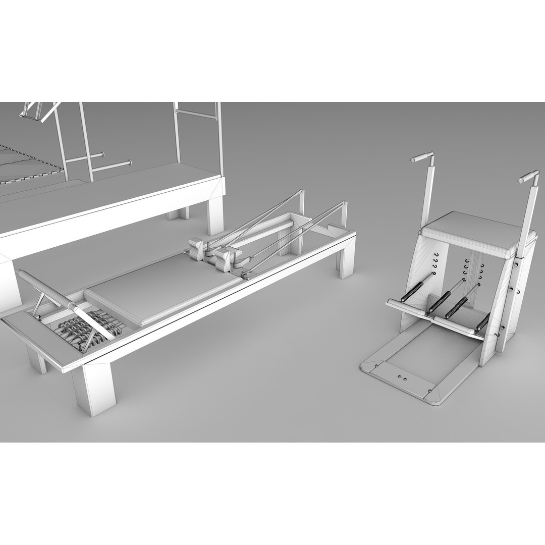 Pilates Equipment Collection 3D Model – PBR Textured Gym Set, FBX - View 14