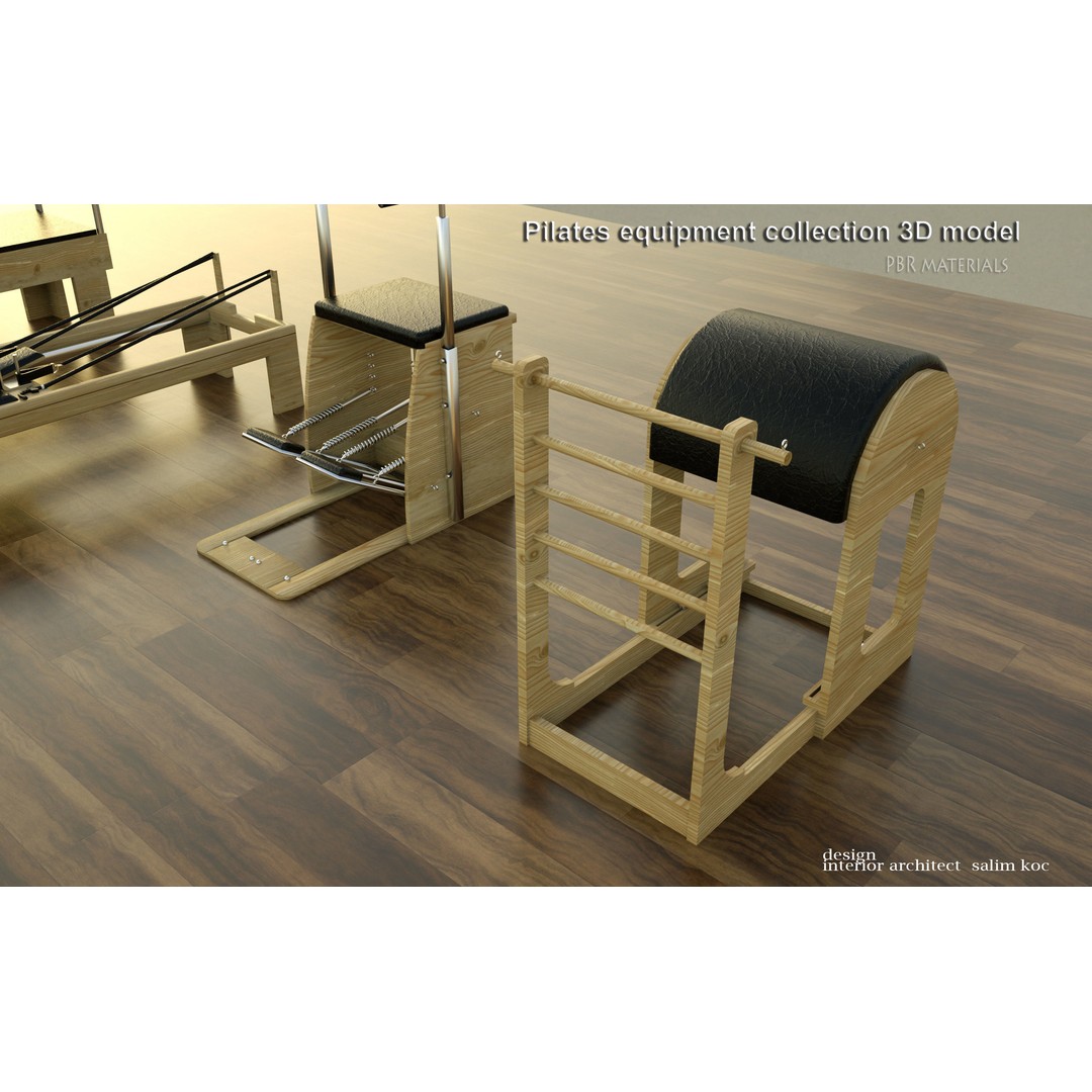 Pilates Equipment Collection 3D Model – PBR Textured Gym Set, FBX - View 4