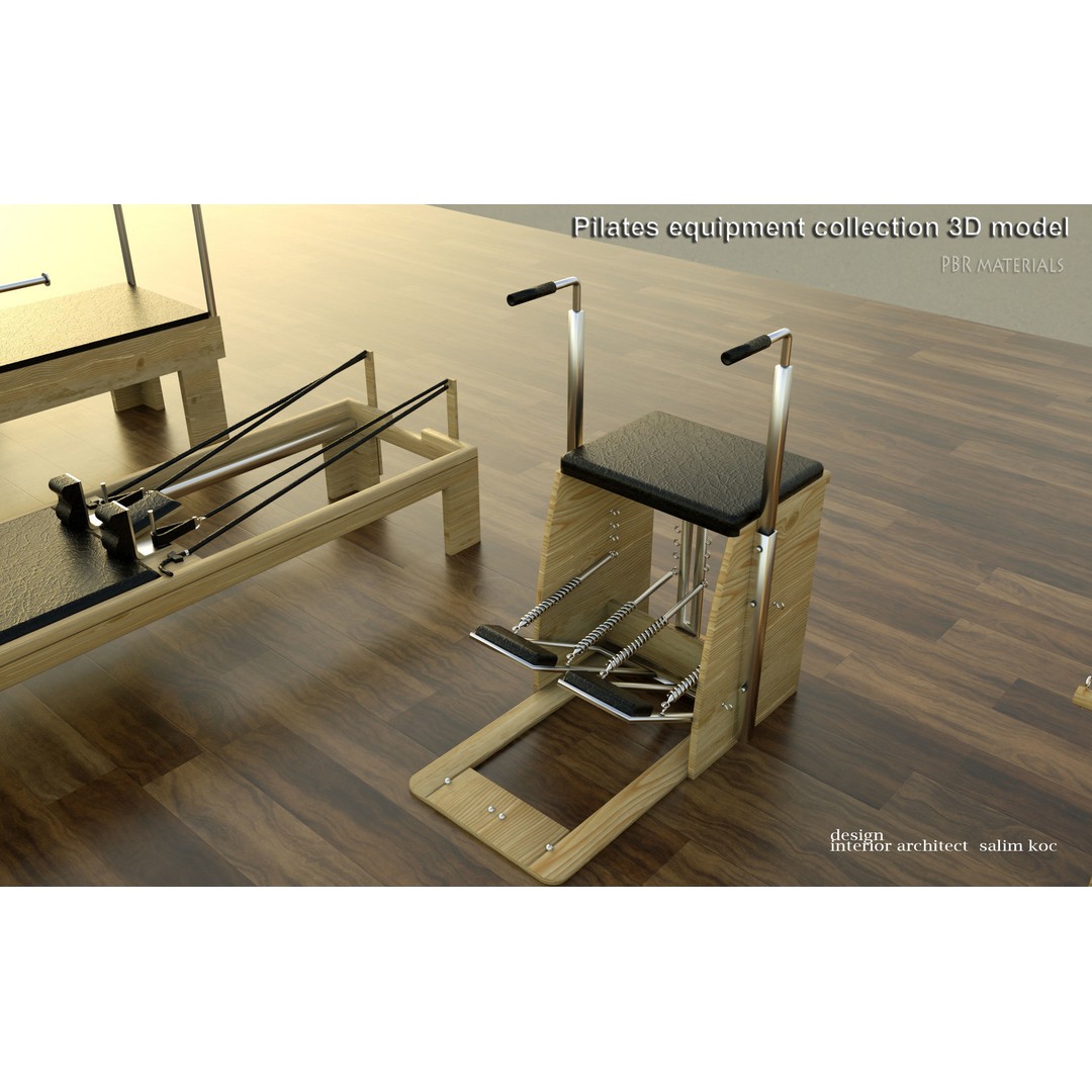 Pilates Equipment Collection 3D Model – PBR Textured Gym Set, FBX - View 5