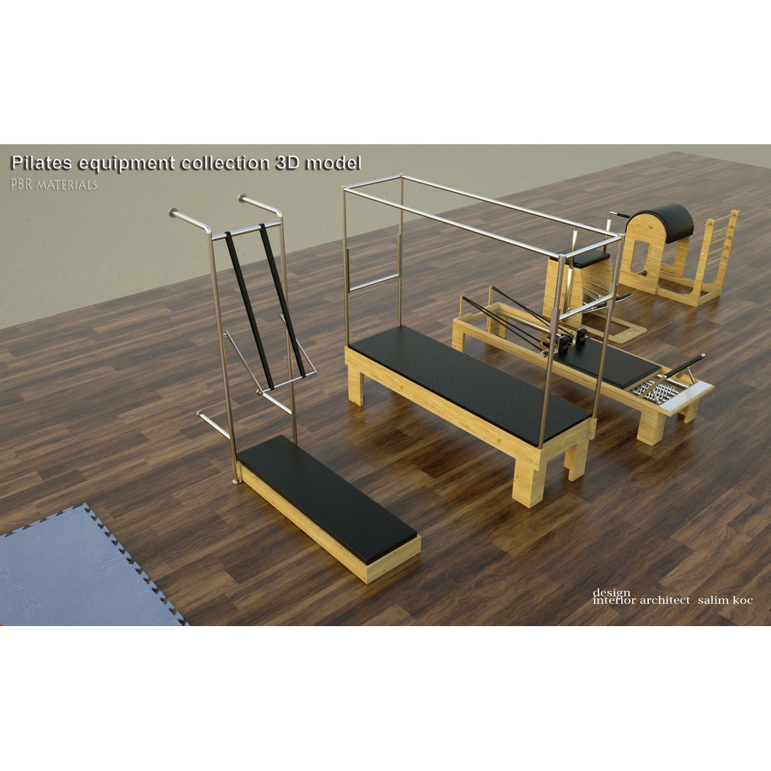 Pilates Equipment Collection 3D Model – PBR Textured Gym Set, FBX - View 7