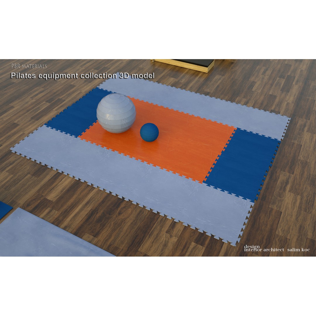 Pilates Equipment Collection 3D Model – PBR Textured Gym Set, FBX - View 8