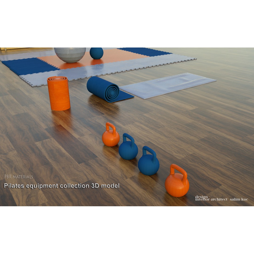 Pilates Equipment Collection 3D Model – PBR Textured Gym Set, FBX - View 9