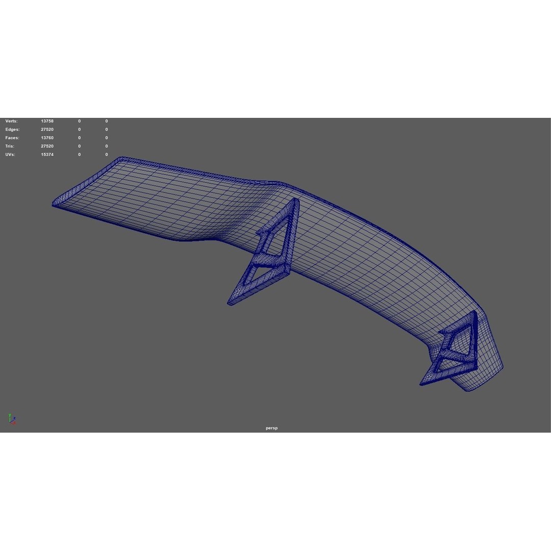 Car Spoiler 3D Model – Low Poly Sport Car Part, FBX, OBJ, STL
