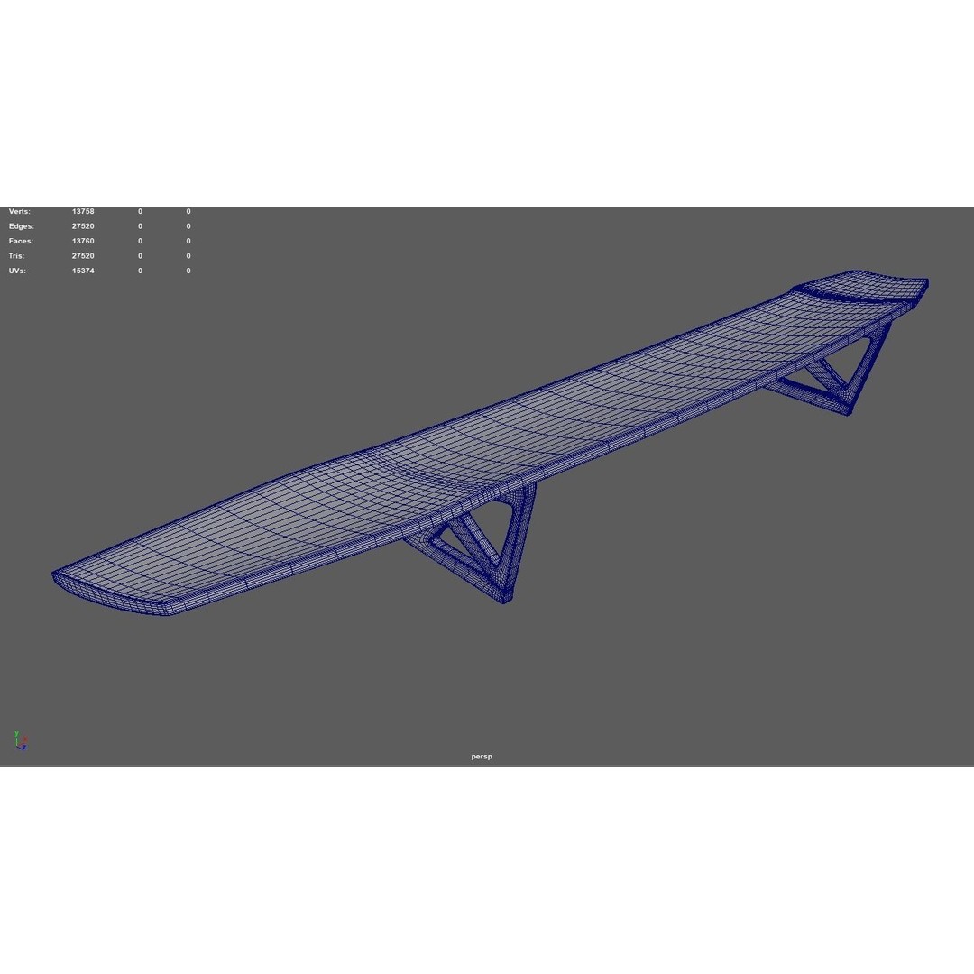 Car Spoiler 3D Model – Low Poly Sport Car Part, FBX, OBJ, STL - View 12