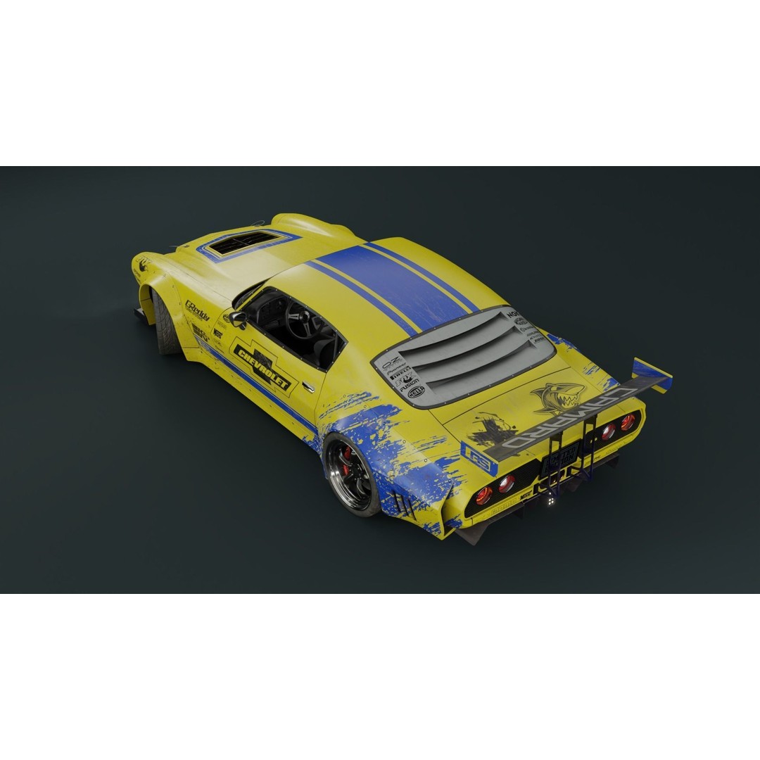 1970 Chevrolet Camaro 3D Model – Mid-Poly Game Asset, FBX, PBR - View 10
