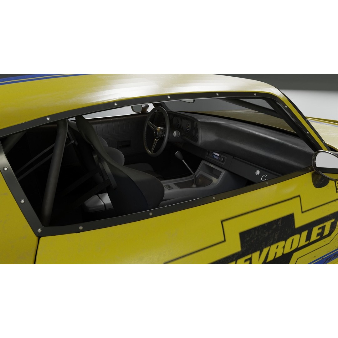 1970 Chevrolet Camaro 3D Model – Mid-Poly Game Asset, FBX, PBR - View 11