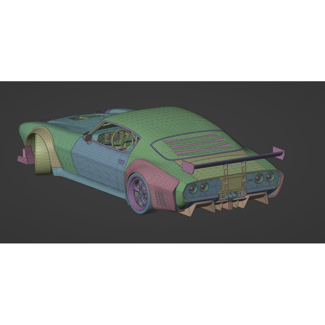 1970 Chevrolet Camaro 3D Model – Mid-Poly Game Asset, FBX, PBR - View 12