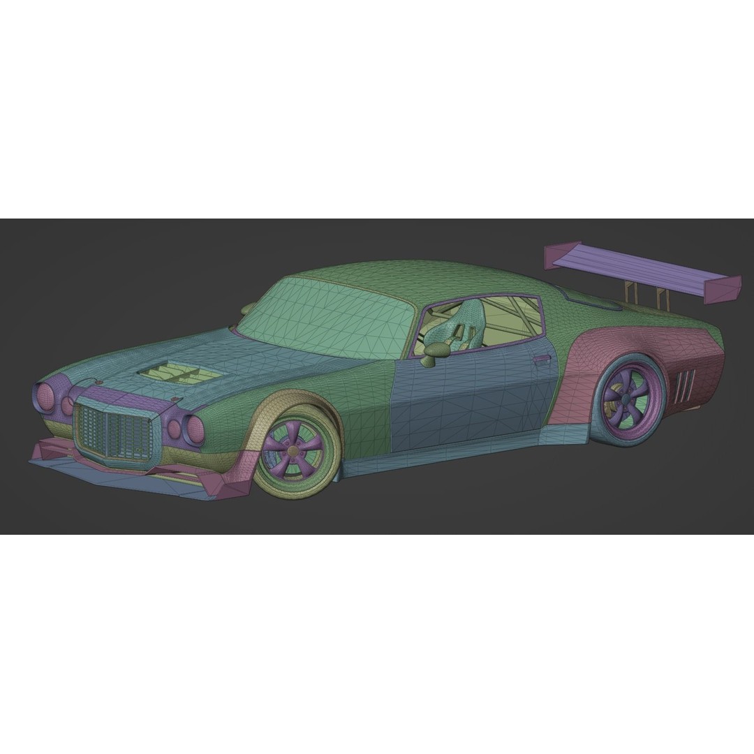 1970 Chevrolet Camaro 3D Model – Mid-Poly Game Asset, FBX, PBR - View 14