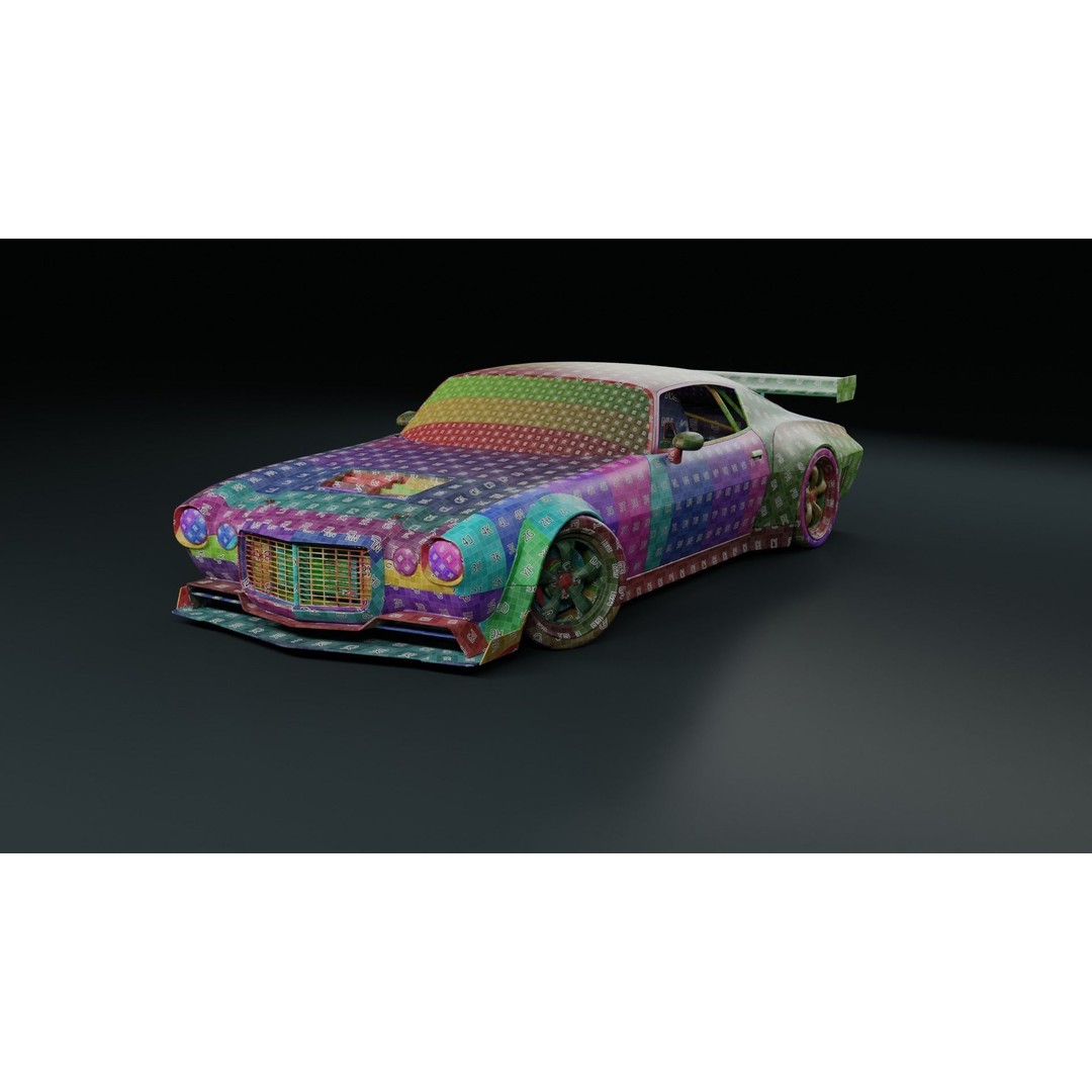 1970 Chevrolet Camaro 3D Model – Mid-Poly Game Asset, FBX, PBR - View 16