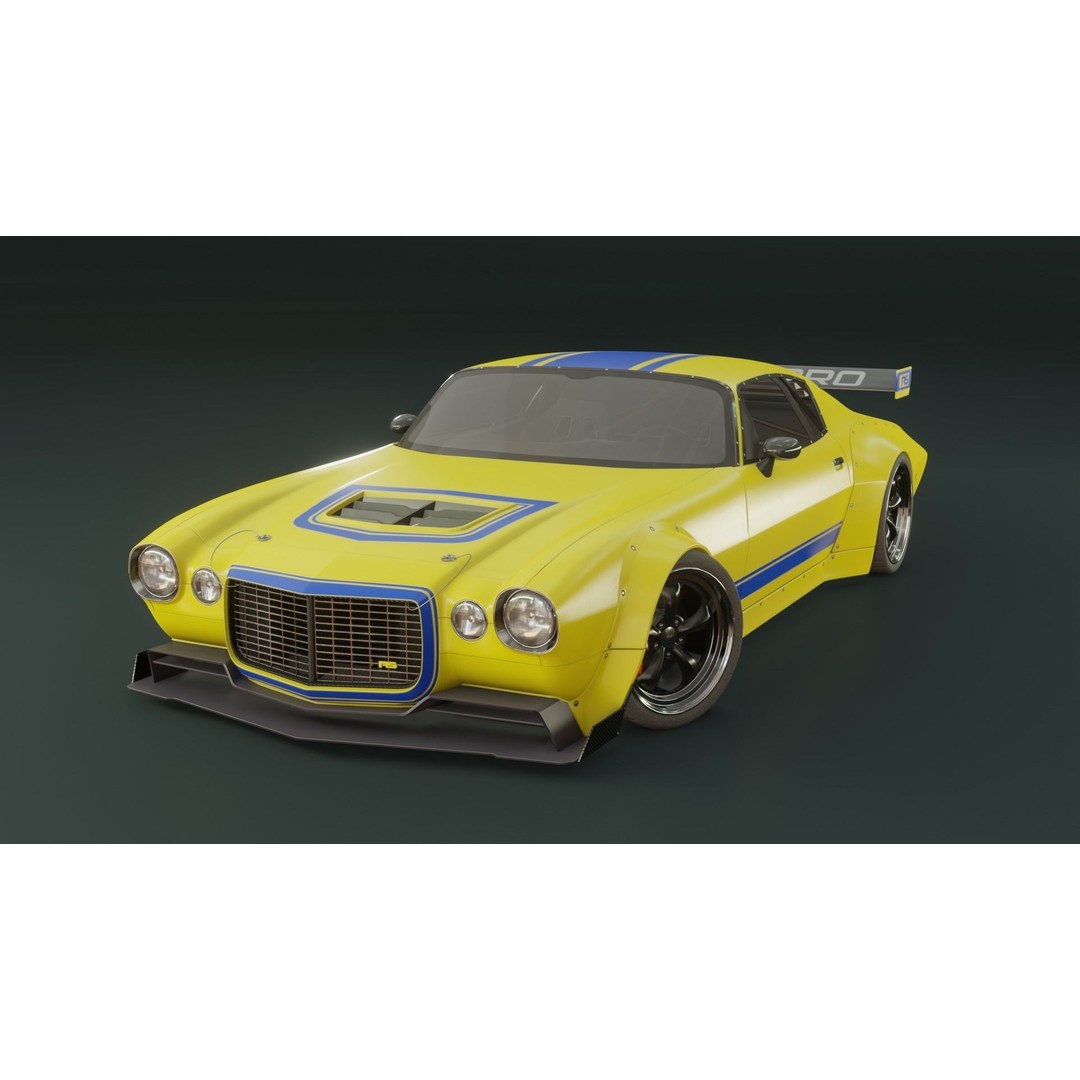1970 Chevrolet Camaro 3D Model – Mid-Poly Game Asset, FBX, PBR - View 18