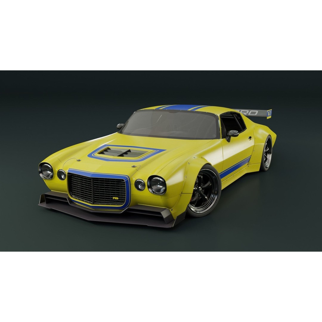1970 Chevrolet Camaro 3D Model – Mid-Poly Game Asset, FBX, PBR - View 23