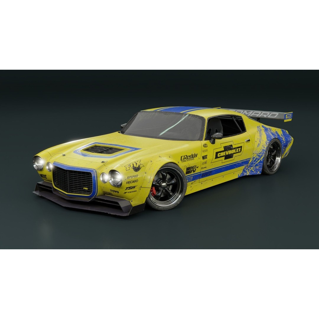 1970 Chevrolet Camaro 3D Model – Mid-Poly Game Asset, FBX, PBR - View 4