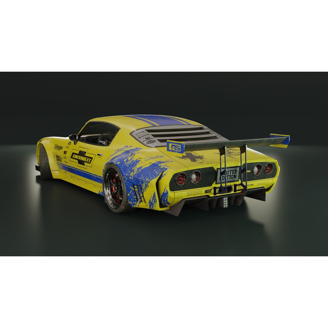 1970 Chevrolet Camaro 3D Model – Mid-Poly Game Asset, FBX, PBR - View 5