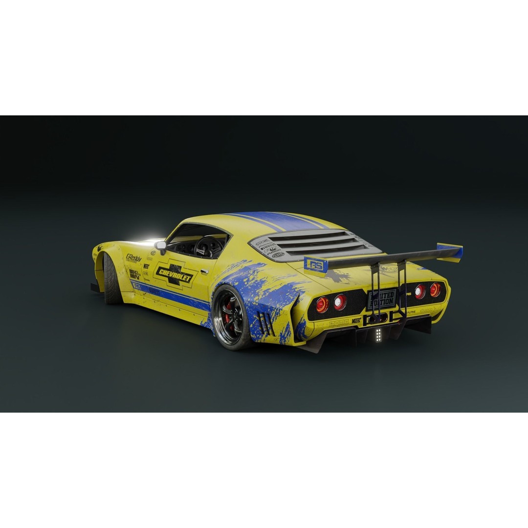 1970 Chevrolet Camaro 3D Model – Mid-Poly Game Asset, FBX, PBR - View 6