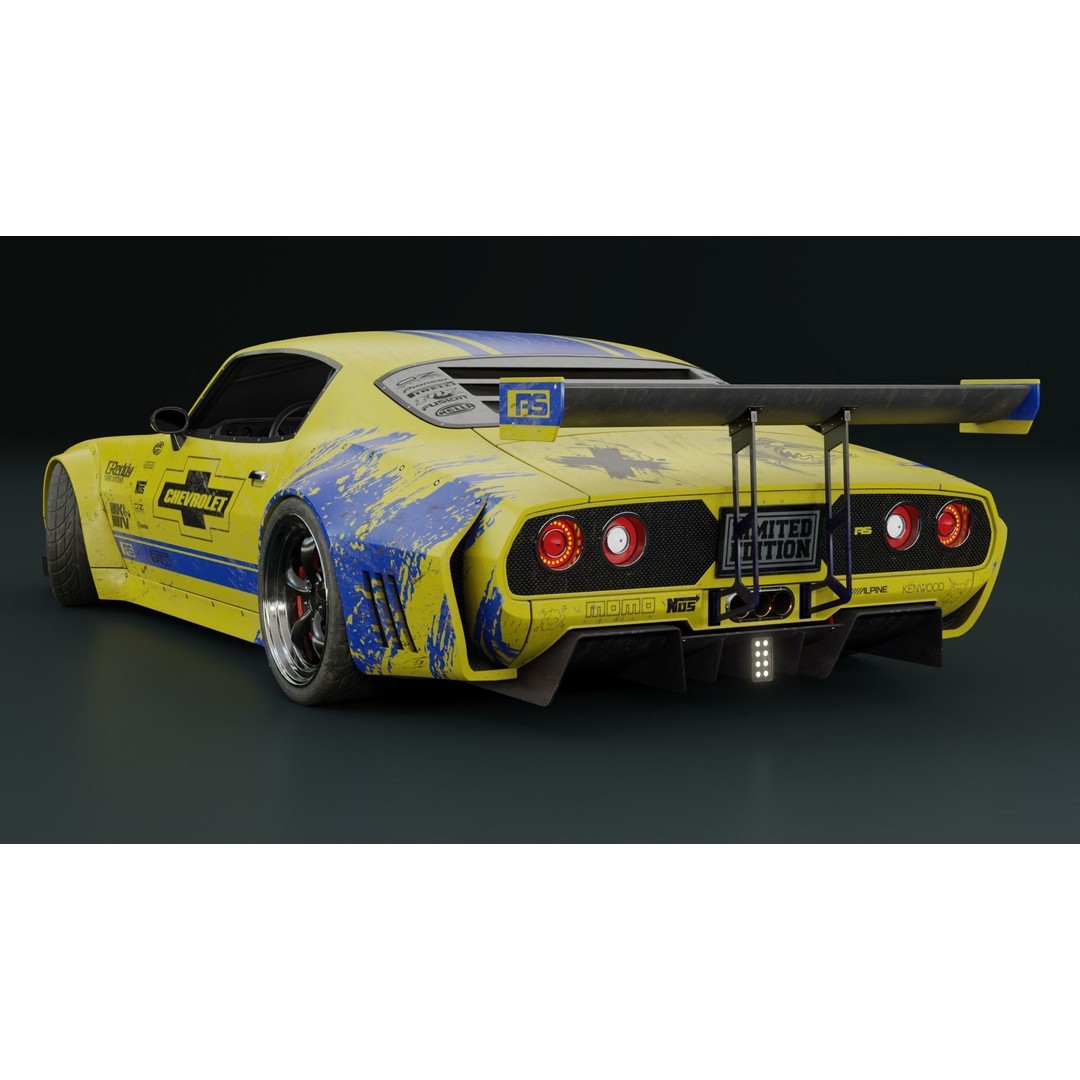 1970 Chevrolet Camaro 3D Model – Mid-Poly Game Asset, FBX, PBR - View 7