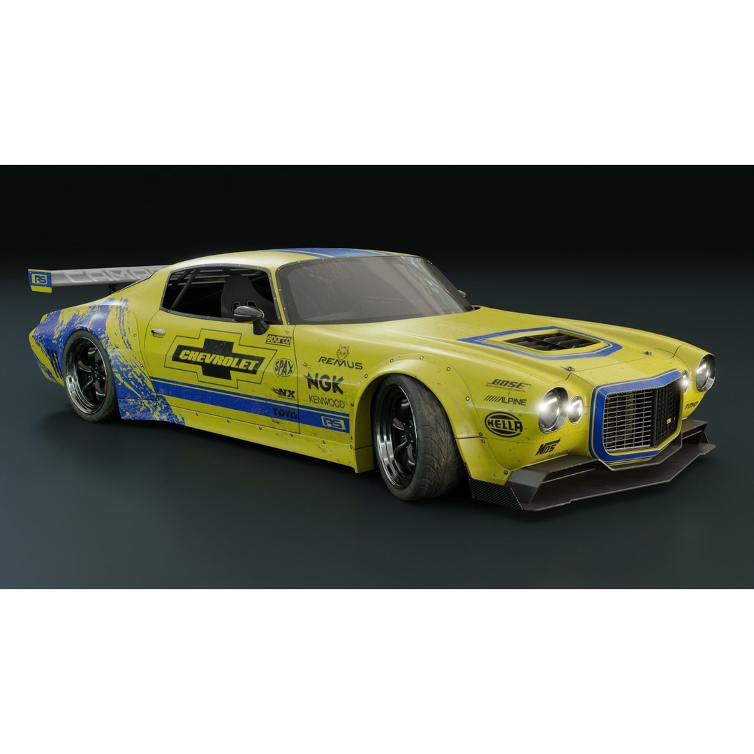1970 Chevrolet Camaro 3D Model – Mid-Poly Game Asset, FBX, PBR - View 8