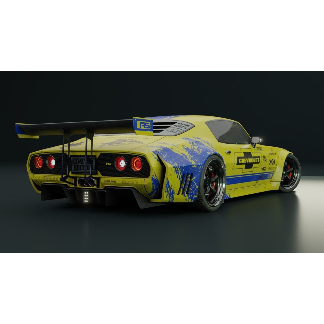 1970 Chevrolet Camaro 3D Model – Mid-Poly Game Asset, FBX, PBR - View 9