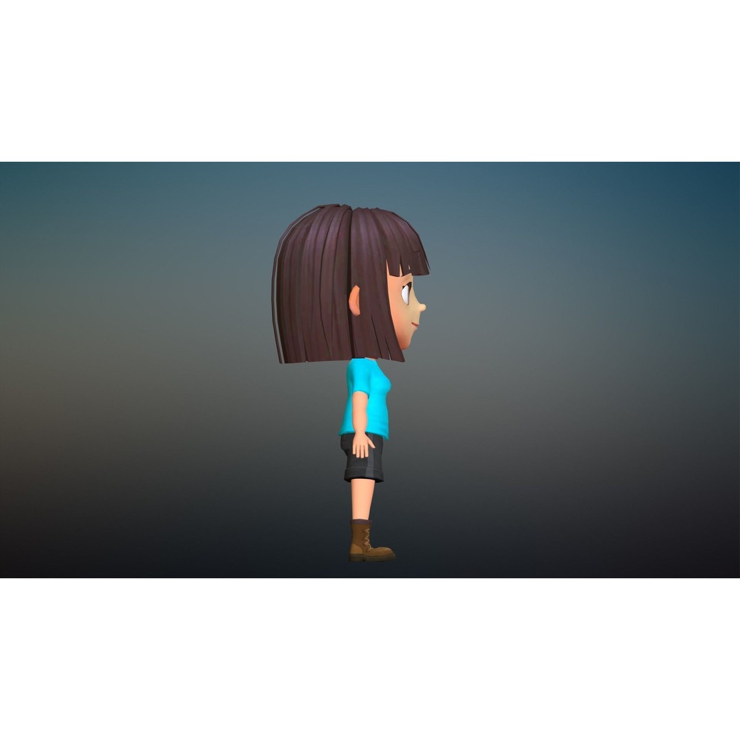 Cartoon Girl Character 3D Model – Low Poly Rigged Asset, FBX, Blender - View 15