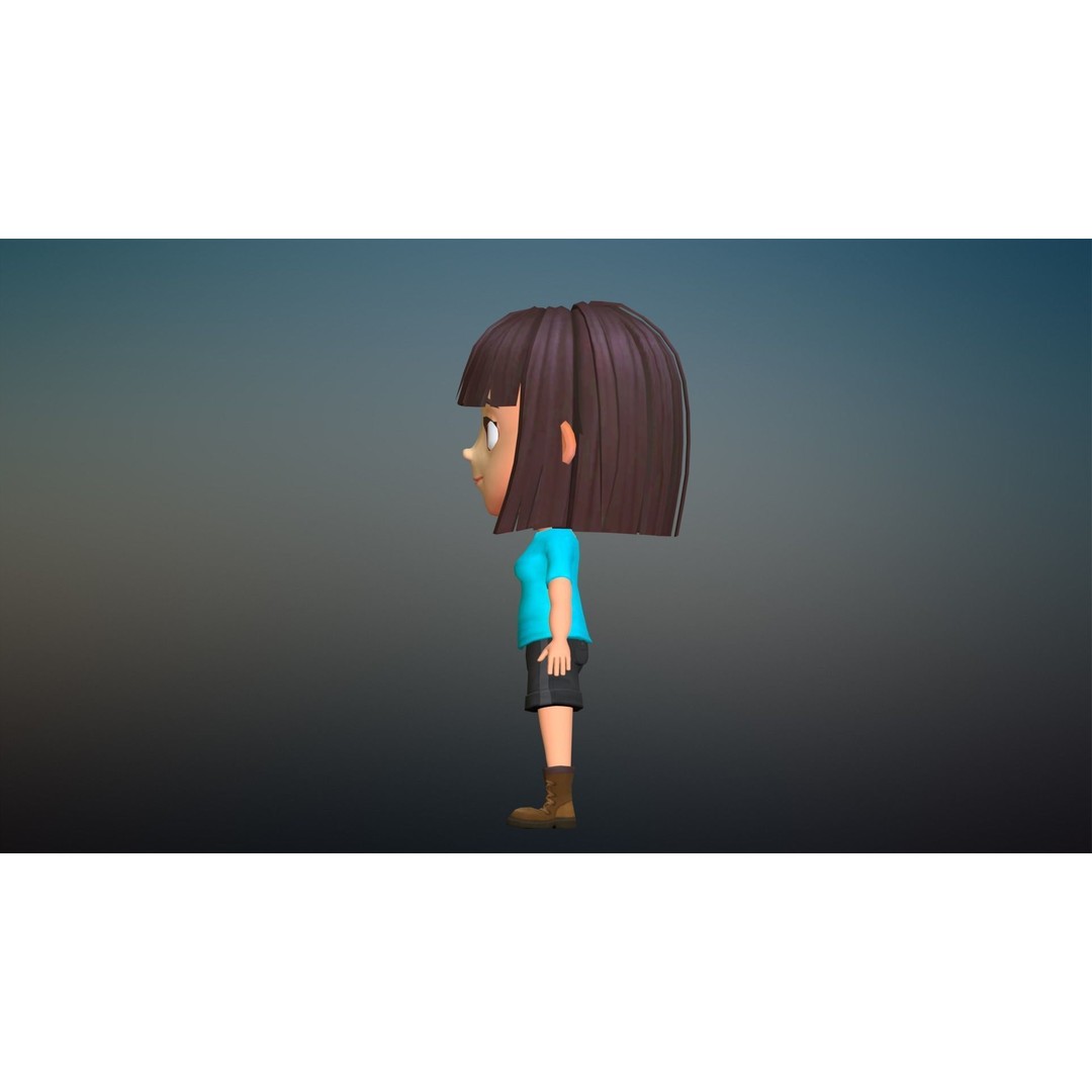 Cartoon Girl Character 3D Model – Low Poly Rigged Asset, FBX, Blender - View 17