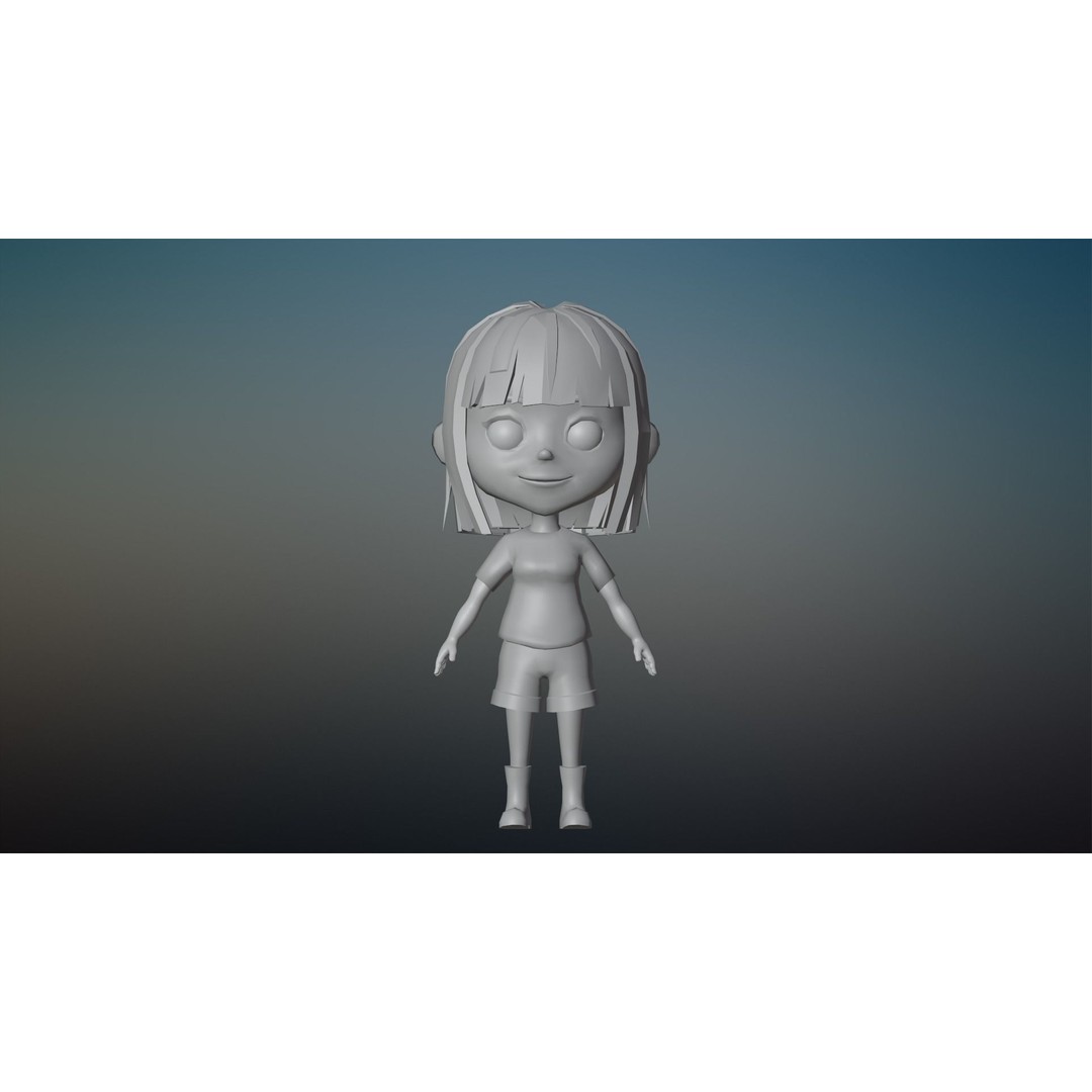 Cartoon Girl Character 3D Model – Low Poly Rigged Asset, FBX, Blender - View 18