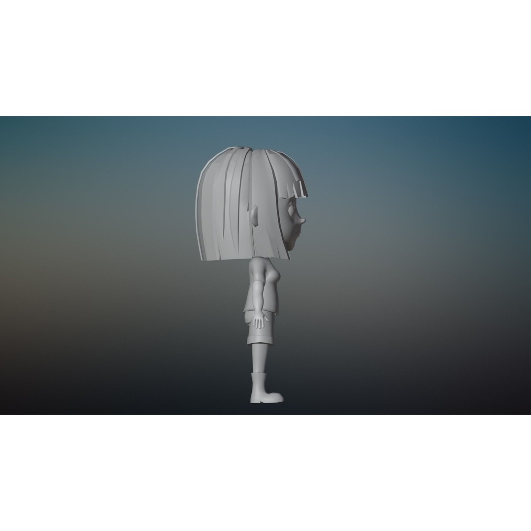 Cartoon Girl Character 3D Model – Low Poly Rigged Asset, FBX, Blender - View 19