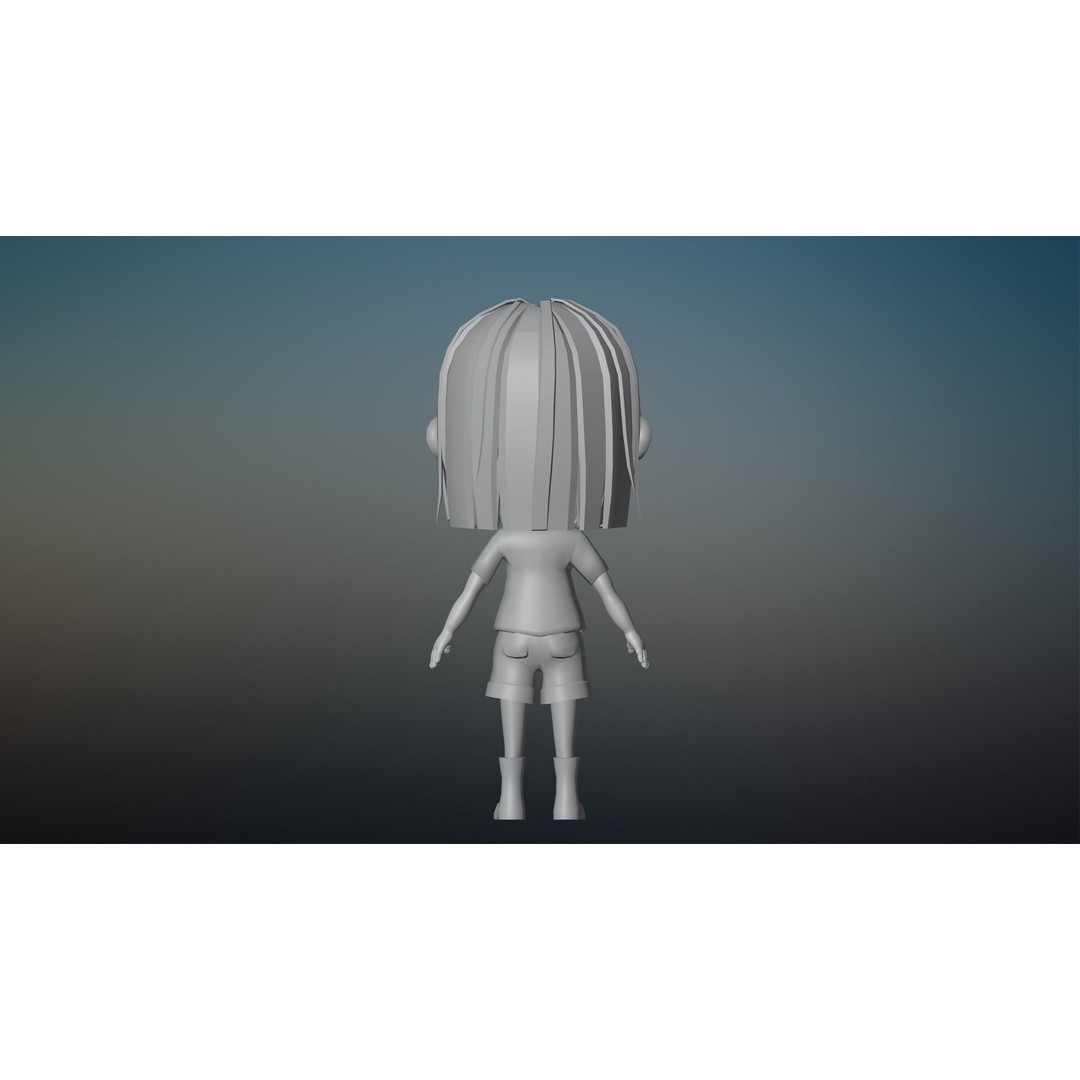 Cartoon Girl Character 3D Model – Low Poly Rigged Asset, FBX, Blender - View 20