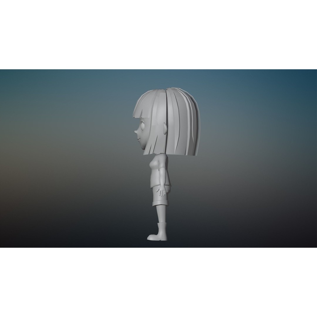 Cartoon Girl Character 3D Model – Low Poly Rigged Asset, FBX, Blender - View 21