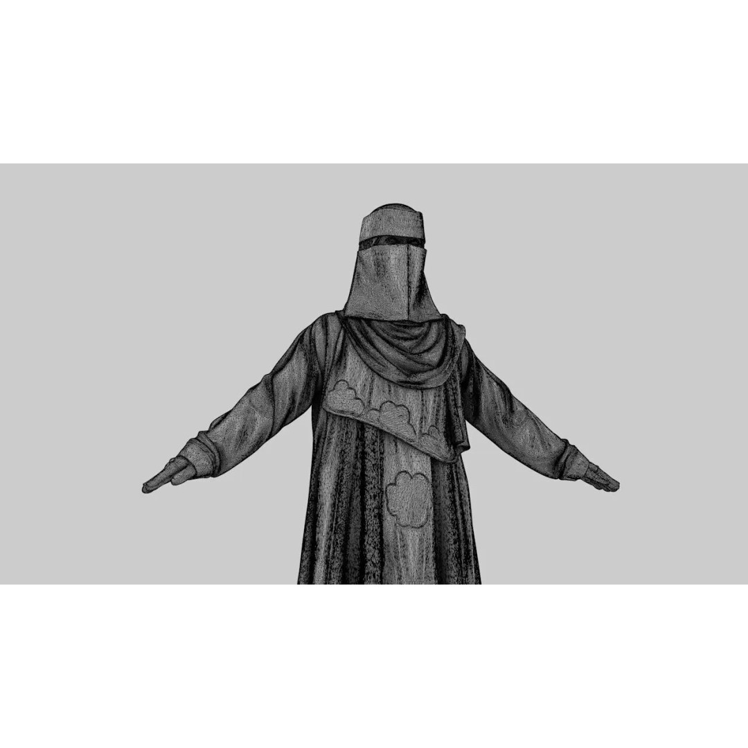 Arab Woman 3D Model – Low Poly T-Pose Character, FBX