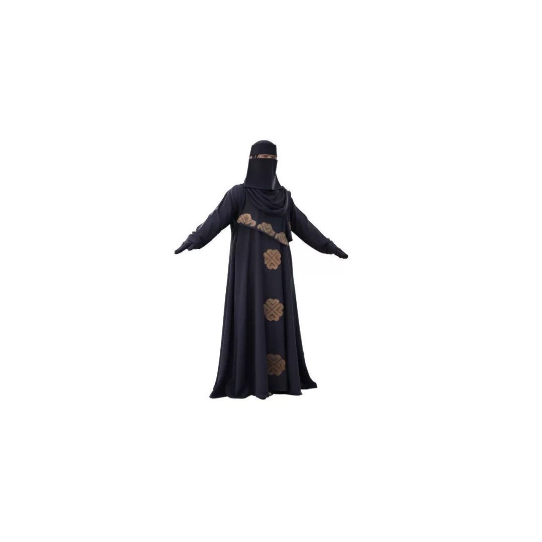 Arab Woman 3D Model – Low Poly T-Pose Character, FBX - View 3