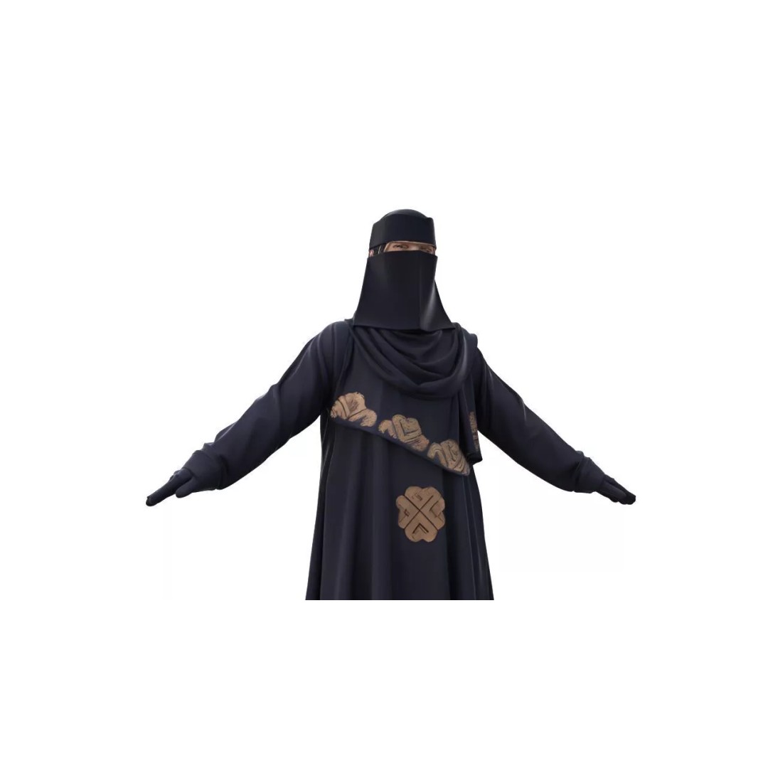 Arab Woman 3D Model – Low Poly T-Pose Character, FBX - View 7