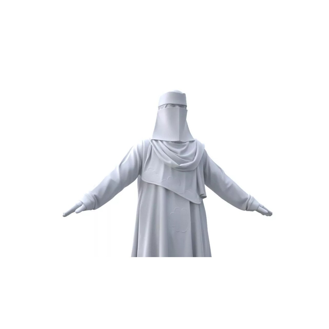 Arab Woman 3D Model – Low Poly T-Pose Character, FBX - View 8