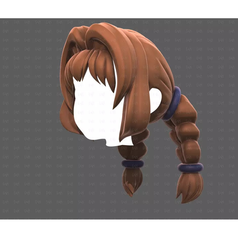 Base Hair 3D Model – Low Poly Cartoon Hairstyle for Animation, FBX - View 10