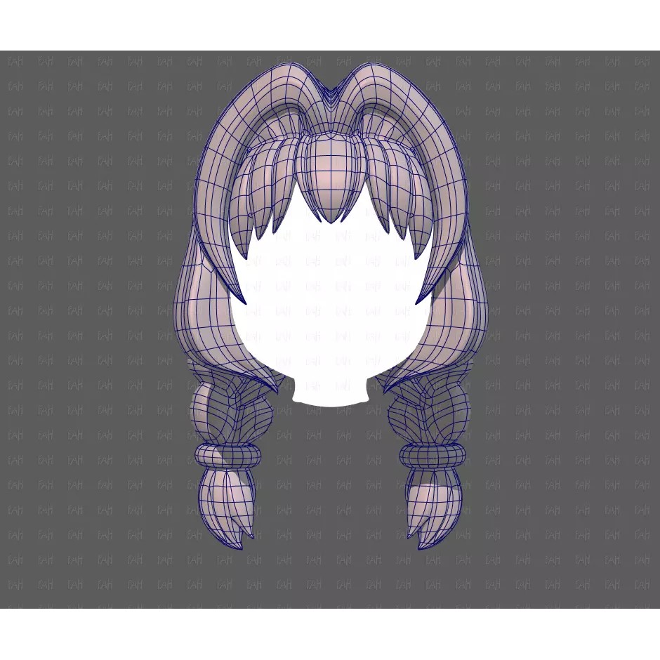 Base Hair 3D Model – Low Poly Cartoon Hairstyle for Animation, FBX - View 11