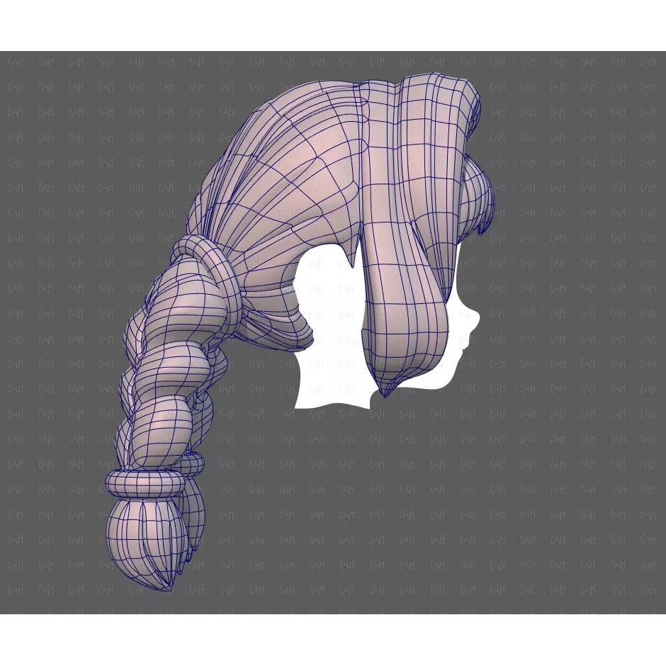Base Hair 3D Model – Low Poly Cartoon Hairstyle for Animation, FBX - View 13