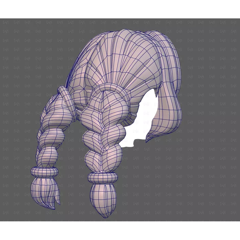 Base Hair 3D Model – Low Poly Cartoon Hairstyle for Animation, FBX - View 14