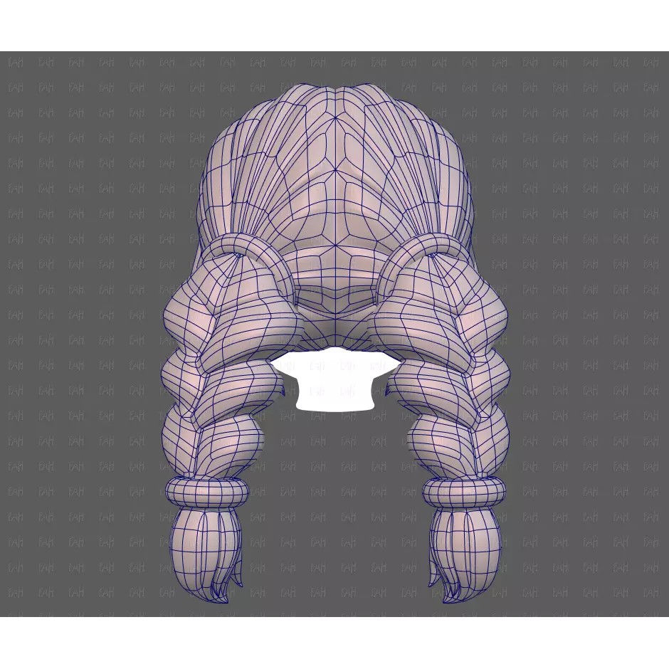 Base Hair 3D Model – Low Poly Cartoon Hairstyle for Animation, FBX - View 15