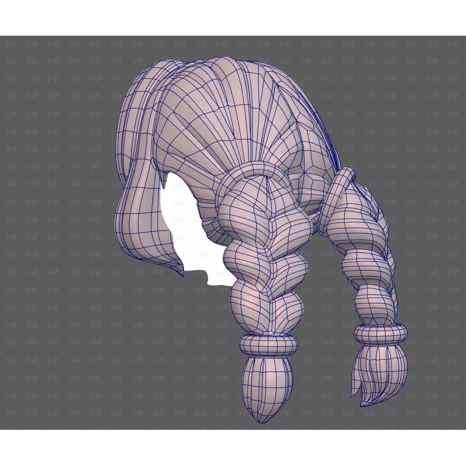 Base Hair 3D Model – Low Poly Cartoon Hairstyle for Animation, FBX - View 16